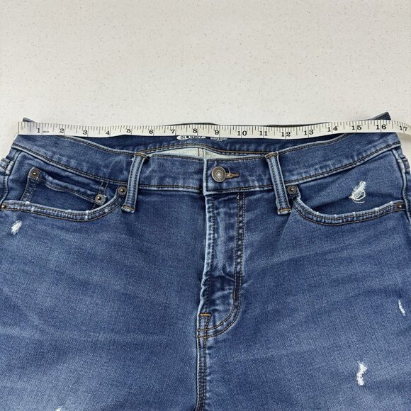 Old Navy Men's Slim Built In Flex Jeans Medium Blue Wash Size 34 X 34 Distressed - Picture 10 of 13